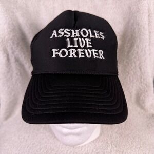 A**holes Live Forever Men's Trucker Rope Hat One Size Black Adjustable